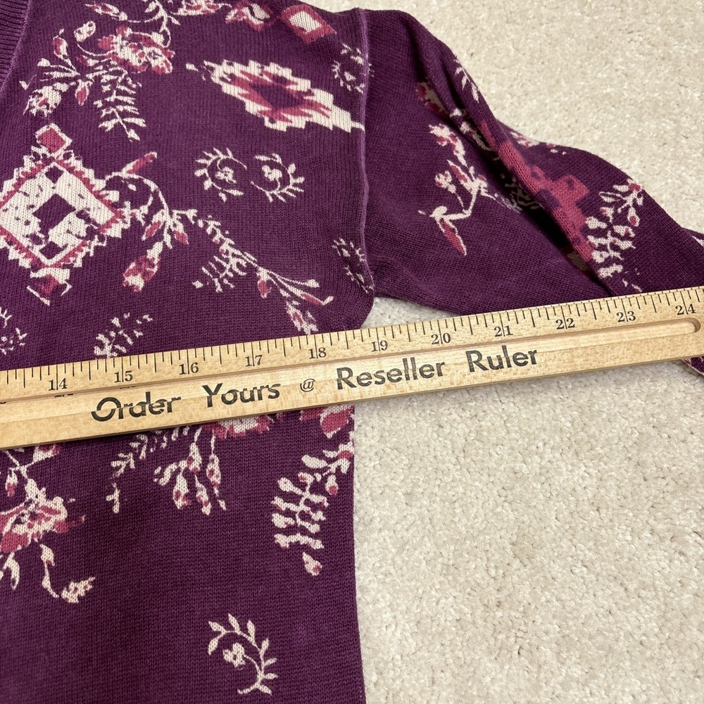 Sundance Catalog Glissade Plum Purple Boho Cotton V-Neck Sweater Size Small - Picture 3 of 8